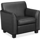 HON Circulate Tailored Club Chair | Black SofThread Leather - Black Leather Seat - Black Leather Back - Four-legged Base - 1 Each