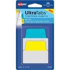 AveryÂ® Big Ultra Tabs(R), 2 x 1.75, 2-Side Writable, Yellow/Blue, 20 Repositionable Tabs (74765) - 20 Write-on Tab(s) - 1.75" Tab Height x 2" Tab Width - Clear Film, Yellow Paper, Blue Tab(s)