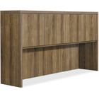 Lorell Chateau Series Walnut Laminate Desking - 66.1" x 14.8"36.5" Hutch, 1.5" Top - 4 Door(s) - Reeded Edge - Material: P2 Particleboard - Finish: Walnut, Laminate