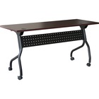 Lorell Mahogany Flip Top Training Table - Rectangle Top - Four Leg Base - 4 Legs - 60" Table Top Width x 23.6" Table Top Depth - 29.5" Height x 59" Width x 23.6" Depth - Assembly Required - Black, Mahogany - Melamine, Nylon
