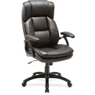 Lorell Black Base High-back Leather Chair - Bonded Leather Seat - Bonded Leather Back - 5-star Base - Black - 27" Width x 32" Depth x 44.5" Height - 1 Each