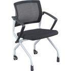 Lorell Mesh Back Training Chairs - 2/CT - Plywood, Foam, Fabric Seat - Mesh Fabric Back - Plastic, Metal Frame - Black - 18.5" Seat Width x 16" Seat Depth - 23" Width x 20" Depth x 32.3" Height - 2 / Carton