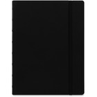 Rediform A5 Size Filofax Notebook - A5 - 56 Sheets - Twin Wirebound - 0.24" Ruled - A5 - 8 1/4" x 5 13/16" - 8.50" (215.90 mm) x 6.44" (163.51 mm) - Off White/Ivory Paper - BlackLeatherette Cover - Elastic Closure, Indexed, Pocket, Ruler, Refillable, Soft Cover, Divider, Tab, Page Marker, Ribbon Marker - Recycled - 1 Each