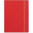 Filofax A5 Size Notebook - A5 - 56 Sheets - Twin Wirebound - 0.24" Ruled - A5 - 5 53/64" x 8 17/64" - 8.50" (215.90 mm) x 6.43" (163.32 mm) - Off White Paper - RedLeatherette Cover - Elastic Closure, Indexed, Pocket, Ruler, Refillable, Soft Cover, Divider, Tab, Page Marker, Ribbon Marker - Recycled - 1 Each