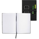 Cambridge Tech Medium Business Notebook - 60 Pages - Case Bound - Ruled - 8.75" (222.25 mm) x 7.69" (195.26 mm) - White Paper - Black Cover - Hard Cover, Stiff-back, Sturdy, Pen Holder, Ribbon Marker, Wear Resistant, Tear Resistant, Durable Cover, Bungee 