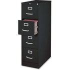 Lorell File Cabinet - 4-Drawer - 18" x 25" x 52" - 4 x Drawer(s) for File - Legal - Vertical - Ball-bearing Suspension, Lockable, Hanging Bar, Pull Handle - Black - Steel, Aluminum - Recycled