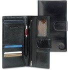 MANCINI EQUESTRIAN-2 Carrying Case (Wallet) Passport, Credit Card, Ticket - Black - Top Grain Leather - 5" (127 mm) Height x 4.75" (120.65 mm) Width