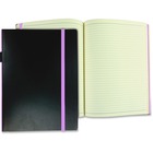 Winnable Hard Cover Journal - 176 Pages - Ruled - 9.50" (241.30 mm) x 7.50" (190.50 mm) - Cream Paper - Black, Purple Cover - Hard Cover, Elastic Closure, Expandable Pocket, Card Slot, Ribbon Marker - 1Each