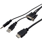 VisionTek VGA to HDMI 1.5M Active Cable (M/M) - 4.9 ft HDMI/VGA Video Cable for Video Device - First End: 15-pin HD-15 - Male - Second End: HDMI Digital Audio/Video - Male - Black