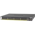 Netgear M4300 48x1G PoE+ Stackable Managed Switch with 2x10GBASE-T and 2xSFP+ (1;000W PSU) - 50 Ports - Manageable - 10 Gigabit Ethernet, Gigabit Ethernet - 10GBase-T, 10GBase-X, 1000Base-T - 3 Layer Supported - Modular - Twisted Pair, Optical Fiber - 1U High - Rack-mountable
