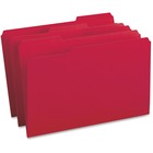 Business Source 1/3 Tab Cut Legal Recycled Top Tab File Folder - 8 1/2" x 14" - Top Tab Location - Assorted Position Tab Position - Red - 10% Recycled - 100 / Box