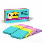 Post-it® Super Sticky Notes - Supernova Neons Color Collection - 720 x Multicolor - 2" x 2" - Rectangle - 90 Sheets per Pad - Aqua Splash, Acid Lime, Tropical Pink, Iris Infusion - Paper - Self-adhesive, Recyclable - 8 / Pack