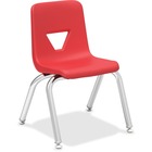 Lorell 12" Seat-height Stacking Student Chair - Four-legged Base - Red - Polypropylene - 4 / Carton