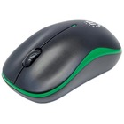 Manhattan Success Wireless Mouse, Black/Green, 1000dpi, 2.4Ghz (up to 10m), USB, Optical, Three Button with Scroll Wheel, USB micro receiver, AA battery (included), Low friction base, Three Year Warranty, Blister - Optical - Wireless - Radio Frequency - 2