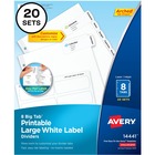AveryÂ® Big Tab Printable Large White Dividers with Easy Peel, 8 Tabs - 160 x Divider(s) - 8 - 8 Tab(s)/Set - 8.50" Divider Width x 11" Divider Length - 3 Hole Punched - White Paper Divider - White Paper Tab(s) - 20 / Box