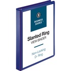 Business Source D-Ring View Binder - 1" Binder Capacity - Slant D-Ring Fastener(s) - Internal Pocket(s) - Navy - Clear Overlay, Labeling Area, Lay Flat, Pocket - 1 Each
