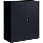 Lorell Storage Cabinet - 36" x 18" x 42" - Sturdy, Recessed Locking Handle, Durable, Reinforced, Locking System, Storage Space - Black - Powder Coated - Steel - Recycled - Assembly Required