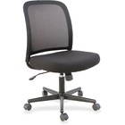 Lorell Mesh Back Armless Task Chair - Fabric Seat - Fabric Back - Black - 1 Each