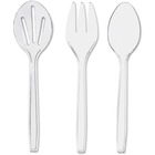 Unisource 3-Piece Plastic Serving Cutlery - 3 Piece(s) - 1Pack - 1 x Slotted Spoon, 1 x Spoon - 1 x Fork - Serving - Disposable - Polystyrene, Plastic - Clear