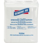 Genuine Joe 1-ply Embossed Lunch Napkins - 1 Ply - Quarter-fold - 13" x 11.3" - White - Embossed, Versatile, Soft - For Lunch - 400 Quantity Per Pack - 400 / Pack
