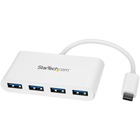 StarTech.com 4 Port USB C Hub with 4x USB-A (USB 3.0 SuperSpeed 5Gbps) - USB Bus Powered - Portable/Laptop USB Type-C Adapter Hub - White - 4-Port USB-C hub - USB Type-C host laptop to 4x USB-A - SuperSpeed 5Gbps (USB 3.1/3.2 Gen 1) - Portable bus powered USB C to USB A adapter hub (shared up to 15W) - OS independent - USB 3.0 hub with compact white housing - Supports USB 2.0/1.1 devices