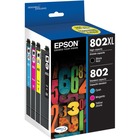 Epson DURABrite Ultra 802XL Original High/Standard Yield Inkjet Ink Cartridge - Combo Pack - Black, Cyan, Magenta, Yellow - 4 Pack - Inkjet - High/Standard Yield - 4 Pack
