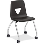 Lorell Classroom Mobile Chairs - 2/CT - Four-legged Base - Black - Polypropylene - 18.5" Width x 21" Depth x 30" Height - 2 / Carton