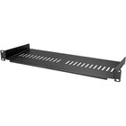 StarTech.com 1U Vented Server Rack Cabinet Shelf - Fixed 7in Deep Cantilever Rackmount Tray for 19" Data/AV/Network Enclosure w/Cage Nuts - 1U 19in vented server rack cabinet shelf/rackmount cantilever tray 7in deep - Universal fit in existing EIA/ECA-310 data/network racks - w/mounting hardware - Heavy-duty - Easy to install - Durable SPCC commercial cold-rolled steel 44lb weight cap.