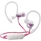 iHome Water-Resistant Wireless Sport Earbuds - Stereo - Wireless - Bluetooth - 30 ft - Earbud, Over-the-ear - Binaural - In-ear - White, Pink