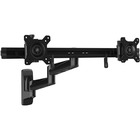 StarTech.com Wall Mount Dual Monitor Arm - Articulating Ergonomic VESA Wall Mount for 2x 24" Screens - Synchronized Adjustable Crossbar - VESA 75x75/100x100mm dual computer monitor wall mount for 2 displays up to 24in and 11lb - 25in horizontal crossbar with monitor bracket tilt/swivel/360 rotation - Articulating arm extends 23in from wall - Micro height adjustment - Cable management