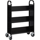 Lorell Single-sided Steel Book Cart - 3 Shelf - Round Handle - 5" (127 mm) Caster Size - Steel - x 32" Width x 14" Depth x 46" Height - Black - 1 Each