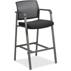 Lorell Mesh Back Guest Stool - Black Fabric Seat - Square Base - 23.6" Width x 22.9" Depth x 42.9" Height - 1 Each