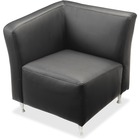 Lorell Fuze Modular Series Right Lounge Chair - Black Leather Seat - Black Leather Back - High Back - 1 Each