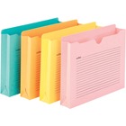 Smead Straight Tab Cut Letter Recycled File Jacket - 8 1/2" x 11" - 2" Expansion - Aqua, Goldenrod, Pink, Yellow - 10% Recycled - 12 / Pack
