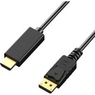 Axiom DisplayPort Male to HDMI Male Adapter Cable 15ft - 15 ft DisplayPort/HDMI A/V Cable for Monitor, Audio/Video Device - First End: 20-pin DisplayPort Digital Audio/Video - Male - Second End: 19-pin HDMI Digital Audio/Video - Male - 2.7 Gbit/s - Supports up to 1920 x 1080 - Black