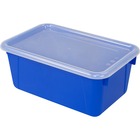 Storex Clear Lid Small Cubby Bin - 5.1" Height x 7.8" Width12.2" Length - Clear, Blue Lid - Plastic - 1Each