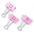 Victor Emoji Design Binder Clips - 0.30" (7.62 mm) Length x 1.40" (35.56 mm) Width - for Classroom, Office - Durable - 20 / Pack - Pink
