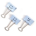 Victor Emoji Design Binder Clips - 1.20" (30.48 mm) Length x 1.25" (31.75 mm) Width - for Classroom, Office - Durable - 20 / Pack - Blue