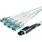 StarTech.com 10m 30 ft MPO / MTP to LC Breakout Cable - Plenum Rated Fiber Optic Cable - OM3 Multimode, 40Gb - Push/Pull-Tab - Aqua Fiber Patch Cable - 32.8 ft Fiber Optic Network Cable for Network Device, Patch Panel, Hub, Switch, Media Converter, Router