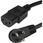StarTech.com 3 ft Power Cord - Right-Angle NEMA 5-15P to C13 - Computer Power Cord - C13 Power Cord - Right Angle Power Cord - Connect your computer / monitor / printer to a wall outlet without blocking other outlets - Rated to carry 125V at 10A - 18 AWG - Right-angle plug positions the connector so that it sits off to the side of the wall outlet and frees up the second outlet for another cord - Lifetime warranty - PXTR101 / PXTR1013 / Computer Power Cord / C13 Power Cord / Right Angle Powe