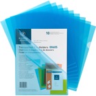 Business Source Transparent Poly File Holders - Letter - 8 1/2" x 11" Sheet Size - 20 Sheet Capacity - Polypropylene - Blue - 10 / Pack