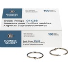 Business Source Standard Book Rings - 1.50" (38.10 mm) Diameter - Silver - Nickel Plated - 100 / Box