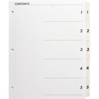 Business Source Table of Content Quick Index Dividers - Printed Tab(s) - Digit - 1-5 - 5 Tab(s)/Set - 8.50" Divider Width x 11" Divider Length - 3 Hole Punched - White Divider - White Mylar Tab(s) - 5 / Set