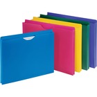 Business Source Poly File Jacket - Letter - 8 1/2" x 11" Sheet Size - 1" Expansion - Straight Tab Cut - Polypropylene - Assorted - 10 / Pack