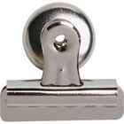 Business Source Magnetic Grip Clips - No. 2 - 2.25" (57.15 mm) Width - for Paper - Magnetic Backing, Heavy Duty - 1 / Each - Silver - Nickel Plated Steel