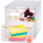 Business Source 2-drawer Storage Organizer - 2 Drawer(s) - 6" Height x 6" Width x 6" Depth - Desktop - Clear - 1 Each