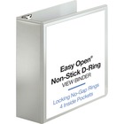 Business Source Locking D-Ring View Binder - 4" Binder Capacity - Letter - 8 1/2" x 11" Sheet Size - 775 Sheet Capacity - D-Ring Fastener(s) - 4 Inside Front & Back Pocket(s) - Polypropylene, Chipboard - White - Recycled - Acid-free, Non-glare, Clear Overlay, Locking Ring, Non-stick, Exposed Rivet, Sturdy - 1 Each