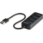 StarTech.com 4 Port USB 3.0 Hub - USB Type-A to 4x USB-A with Individual On/Off Port Switches - SuperSpeed 5Gbps USB 3.1 Gen 1 - Bus Power - 4 port USB 3.0 hub with individual port switches - 4x USB Type-A ports - SuperSpeed 5Gbps (USB 3.2/3.1 Gen 1) - Bus powered USB hub (4.5W shared w/downstream devices) - On/off power switches/LEDs on each port - 9.8in USB-A host cable - OS independent
