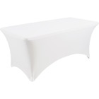Iceberg Stretch Fabric Table Cover - 96" (2438.40 mm) Length x 30" (762 mm) Width - Polyester, Spandex - White - 1 Each