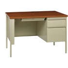 Lorell Fortress Series Oak Laminate Top Desk - 45.5" x 24" x 29.5" , 1.1" Table Top - Box Drawer(s), File Drawer(s) - Single Pedestal on Right Side - Square Edge - Material: Steel Frame - Finish: Putty Frame, Oak Laminate Surface